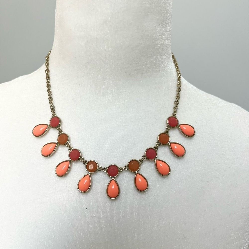 Vintage Liz Claiborne Multicolored Teardrop Coral Bib Statement Necklace